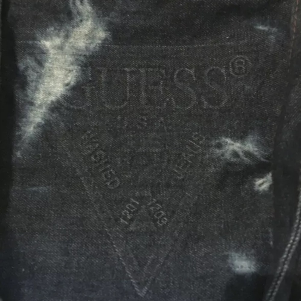 Guess Navy Blue Tie-Dye Canvas Tote with Brown Accent - Picture 2 of 10
